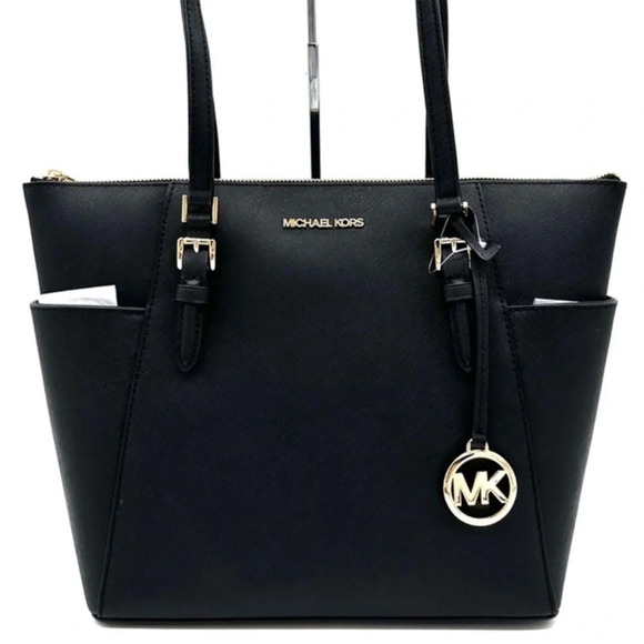 Michael Kors Large Charlotte Tote Bag
Luggage Leather Black/Gold - Picture 1 of 12